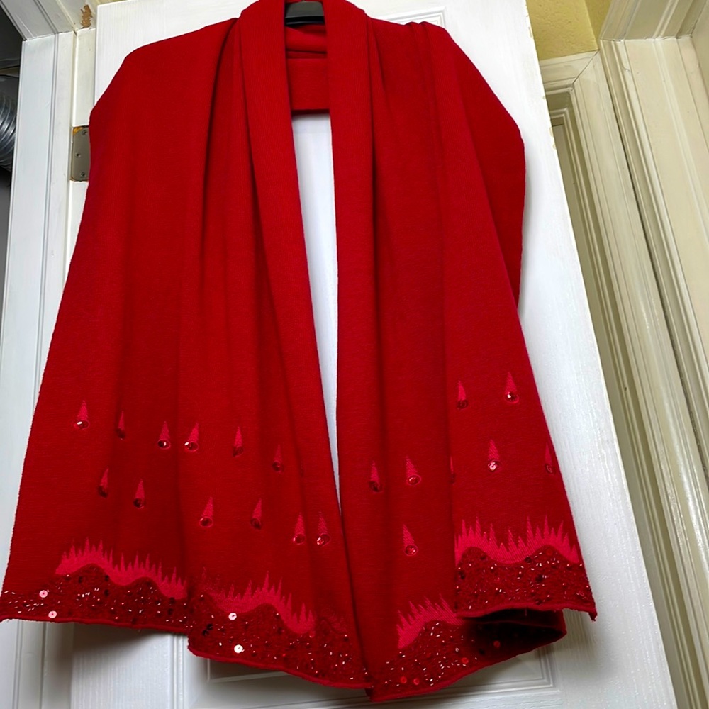 XL women’’s scarf red with red embellishments